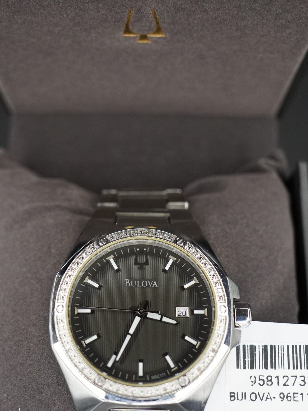 Bulova 96E111 Diamond Accent Quartz Gray Dial Men's Watch 44mm Stainless Steel
